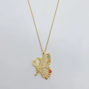 สร้อยคอจี้ผีเสื้อคริสตัลสีสันสดใสสร้อยคอไทเทเนียมโซ่เหล็กสร้อยคอโชคเกอร์รูปผีเสื้อสีทองขนาดใหญ่ - Product Image 4