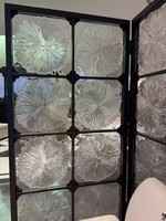 Cloison de séparation en verre opaques à 100 %, design moderne, en acier inoxydable découpé au laser, effet vieilli, pour salon