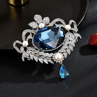TIANSHE Broche Vintage en Cristal Bleu, Accessoire de Mode Industriel pour Costume
