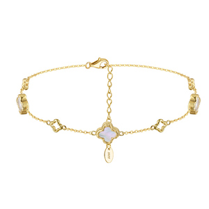 <span class=keywords><strong>Cavigliera</strong></span> RINNTIN GMA04 con Conchiglia per Donne, <span class=keywords><strong>Argento</strong></span> 925 Placcato Oro 14K, Regolabile, Gioiello per Piede con Quadrifoglio - Product Image 1