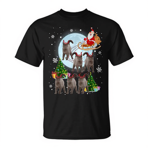 T-shirt natalizia British Shorthair Reindeer a maniche corte, girocollo, unisex, per adulti, regalo di Natale, stampa digitale - Product Image 2
