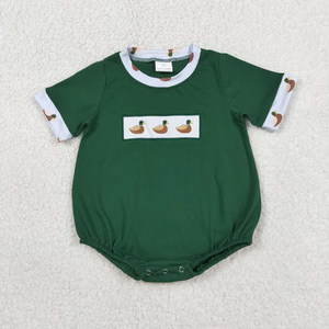 Nouvelle arrivée Combinaison pour tout-petits Bébé garçon Manches courtes Broderie Canards Vert Combinaison à bulles - Product Image 1