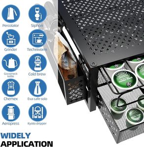 Tùy Chỉnh Cà phê phụ kiện 2 tầng cà phê Bar Station Organizer OEM ODM kim loại lưới Cà phê Pod lưu trữ ngăn kéo cho k ly chủ - Product Image 6