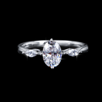 Bague classique en argent sterling S925 avec moissanite ovale taille VVS 1 carat pour femme, alliance de fiançailles