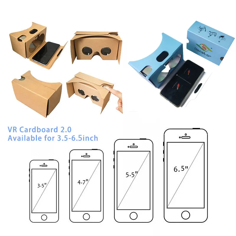 Gafas VR 2,0 de cartón personalizadas, Kit de gafas de realidad Virtual 3D para películas 3d