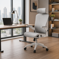 Chaise de bureau ergonomique moderne en maille avec appui-tête réglable, rotation à 360 degrés, dossier croisé et soutien multifonctionnel