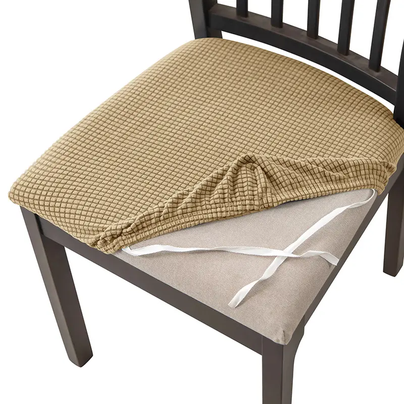 Funda de asiento de silla resistente al agua, con corbatas, diseño jacquard elástico, para comedor, novedad