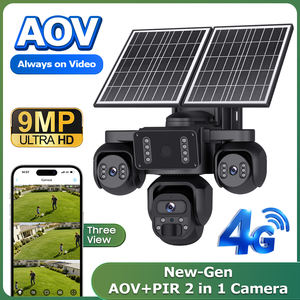 Système de <span class=keywords><strong>surveillance</strong></span> de sécurité à faible consommation d'énergie avec caméra solaire 4G à 3 objectifs et écran partagé en 3 parties, enregistrement vidéo 24h/24, prix d'usine - Product Image 2