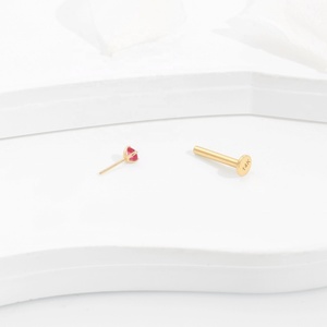 Piercing Stories 14K Yellow Solid <b>Gold</b> Prong Set CZ Threadless Ends - Product Image 1