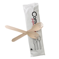 Fourchette-cuillère en bois de bouleau compostable vert 2-en-1, mini-fourchette-cuillère jetable en bois pour la maison, le jardin et les rassemblements informels