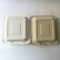 KM Wholesale Contenants de bagasse alimentaire compostables Boîte à lunch biodégradable à clapet