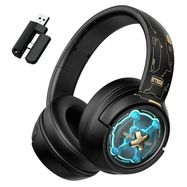 ONIKUMA GT802 Low Latency RGB Light Wireless Headphone 2.4GHz//Wired Triple Mode Gaming Headset with USB Receiver