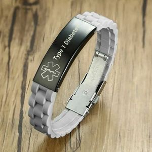 당뇨병 의료 경보 팔찌 <span class=keywords><strong>316l</strong></span> 스테인레스 스틸 PVD 18k 도금 보석 맞춤형 조정 가능한 당뇨병 팔찌 인식 - Product Image 4