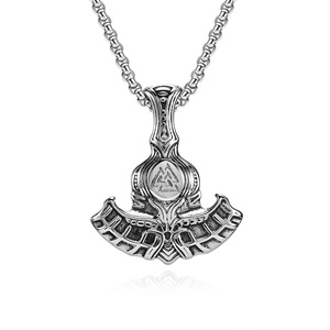 Nordic style fashion retro Viking Odin axe <b>titanium</b> steel necklace trendy retro artistic personalized men's pendant - Product Image 1