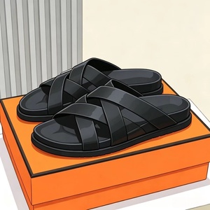 Luxury Men Beach Slippers Premium Genuine Leather Comfort Flat Sandals Open <b>Toe</b> Strap Slip-On Fashion Summer Beach Casual Shoes - Product Image 2