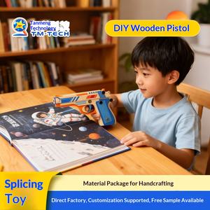 Pistolet à élastiques en bois, pistolet 3D assemblé à la main, blocs de construction, jouet éducatif scientifique et technologique, sans marque, 7-14 ans - Product Image 5