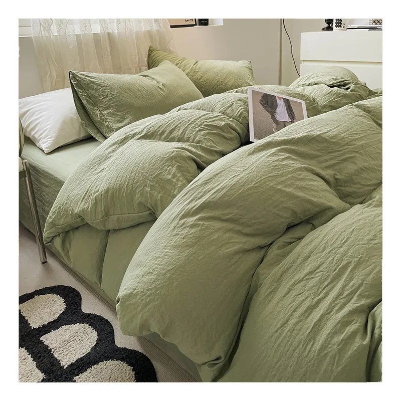 Customized Single Double Bed Hotel Home Duvet Cover Sets Skin Friendly Fabric Solid Color King Size Quilt Cover Sets Bedding Set