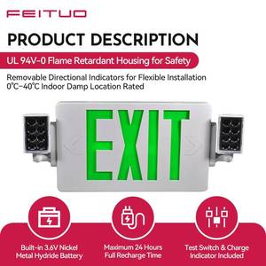 Luces de emergencia Feltor, diseñadas para el mercado estadounidense, conjunto de luces de señalización de salida JLECD2GW, fabricadas en Vietnam, marca OEM para hoteles y - Product Image 3