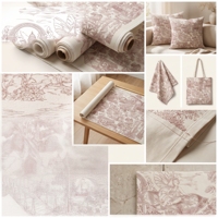 Tissu en toile de Jouy verte à motif personnalisé, tissé, imperméable, style français, pour nappes, tapisserie et textiles de maison