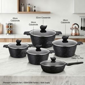 Ensemble <span class=keywords><strong>de</strong></span> casseroles grande capacité 20cm 24cm 28cm 32cm, <span class=keywords><strong>faitout</strong></span> avec poêle à frire profonde <span class=keywords><strong>de</strong></span> 28cm, ensemble écologique sans PFOA - Product Image 1