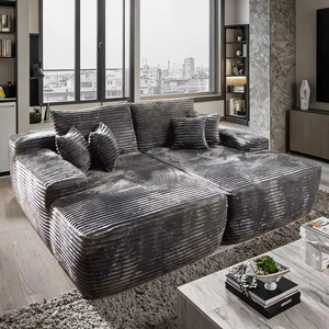 Mobilier de Salon de Luxe au Design Italien, Ensemble Modulaire Canapé-Fauteuil en Velours Côtelé avec Remplissage en Mousse Compressée pour Appartements - Product Image 6