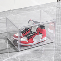 Organisateur de rangement pour chaussures empilable, boîte à chaussures en acrylique avec porte magnétique, conteneur à chaussures pour l'affichage des baskets, convient jusqu'à la taille US 14