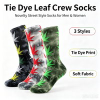 Chaussettes mi-mollet personnalisées en tie-dye à motif feuille d'érable pour hommes et femmes, chaussettes de sport décontractées tendance en tricot, vente en gros