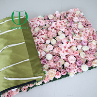 Panel Dinding Bunga Mawar Pink 3D 5D Buatan, Grosir, untuk Dekorasi Pernikahan & Pesta, Ukuran 8x8