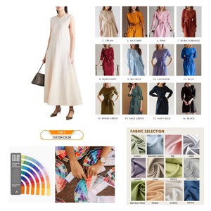 Abito <span class=keywords><strong>in</strong></span> <span class=keywords><strong>Lino</strong></span> Elegante da Donna per l'Estate, Tunica Casual di Alta Qualità con Cintura, Produzione Personalizzata 6250 - Product Image 1