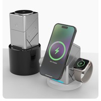 Cargador Inalámbrico Magnético Portátil 3 en 1, Estación de Carga Rápida de 15W para Teléfonos Móviles, Auriculares y Relojes Inteligentes