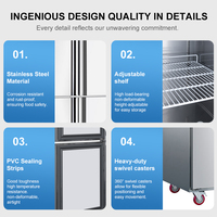 Réfrigérateur-congélateur vertical commercial en acier inoxydable à 6 portes, grande capacité, équipement de réfrigération pour cuisine