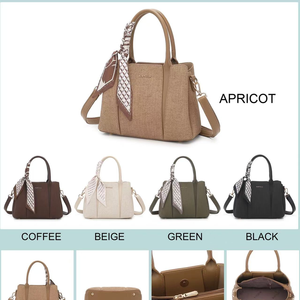 Bolso Tote Casual para <span class=keywords><strong>Mujer</strong></span>, Bolso de Mano Estructurado para el Trabajo, Cierre de Cremallera, Forro de Nailon Impermeable, con Cadenas y Pañuelos, y Correa Desmontable - Product Image 6