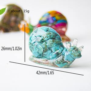 Alta calidad, venta al por mayor, 26*42mm, chips de cristal Natural, artesanías de resina, tallado de <span class=keywords><strong>caracol</strong></span>, artesanías, regalos de decoración del hogar de animales - Product Image 5