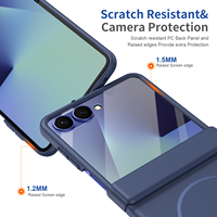 Funda Magnética Mate de Cobertura Total 360° con Bisagra Plegable de PC+Vidrio para Samsung Z Flip 8 7 6 5 4 3