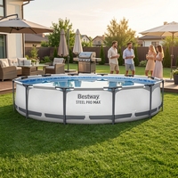 Bastway 56420 Kinder-Rundpool mit Metallrahmen PVC-Spa-Becken Schwimmbecken Schnell Aufzubauen 3,66m X 1,22m Für den Heimgebrauch