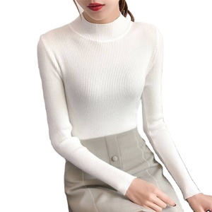 Semi-collo alto Che Basa La Camicia Sottile Femminile Del Maglione Di Maglia a maniche lunghe Top - Product Image 1
