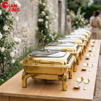 TIANXING Réchaud de buffet carré doré 6L, élégant, pour hôtels et traiteurs