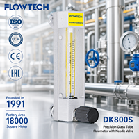 Rotameter Tabung Kaca Mikro Aliran Tinggi KIO Seri DK800S dengan Sambungan Selang NPT BSP, Bagian yang Terkena Cairan 304SS, Akurasi Tinggi ±2.5%