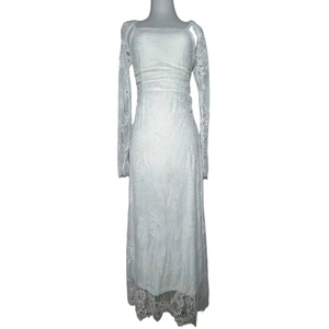 Set di Abiti in Pizzo a 2 Pezzi per Donna: Vestito <span class=keywords><strong>Lungo</strong></span> con Spalline Sottili e Shrug Coordinato in Pizzo per Serate Eleganti Sehe Fashion - Product Image 4