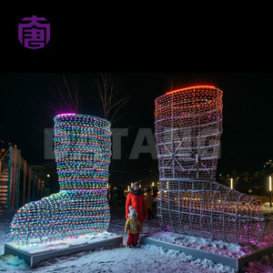 Large Glowing Christmas Boot LED Yard Decoration Giant Santa Boot for Festival - Product Image 4