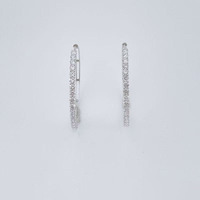 Boucles d'oreilles en or blanc 18 carats avec diamants de laboratoire, type ear cuff, boucles d'oreilles fines, boucles d'oreilles canal, boucles d'oreilles créoles, boucles d'oreilles à clip