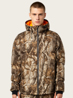 Veste d'hiver de chasse en plein air pour homme en polyester tricoté camouflage blanc avec duvet de canard RDS