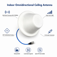 Antenne cellulaire omnidirectionnelle industrielle 4G 5G pour plafond, 698-3700 MHz, large bande intérieure, 50 W, N femelle, polarisation verticale