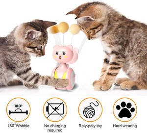 Giocattoli interattivi di piume di gatto Pet Bumbler divertente giocattolo con rotolamento Teaser, bacchetta di piume e palla rotante per gatti - Product Image 3