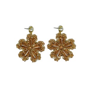 Orecchini di perline fatti a mano da donna orecchini di perle d'oro esagerate orecchini di <span class=keywords><strong>cristallo</strong></span> con fiocco di neve con strass - Product Image 5