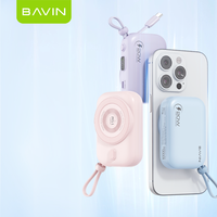 BAVIN - Batería Externa Inalámbrica Magnética Portátil con Cable de Carga, PC1085S, 10000 mAh, 20 W, LED, Tipo C