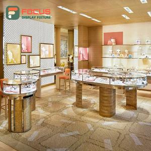 Vitrine à bijoux en verre, comptoir à bijoux en bois, éclairage LED, design de vitrine de luxe haut de gamme - Product Image 1