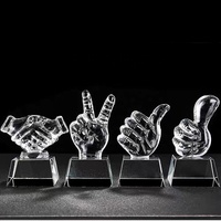 Trophées de poignée de main en cristal pour les événements sportifs 1st 2nd 3rd Place Awards Plaques de coopération gravées