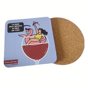 Screen Printed Custom Logo High Quality <b>Ceramic</b> <b>Coasters</b> Round MDF with Cork Back Drink Holder with Gift Set for Promotions - Product Image 4