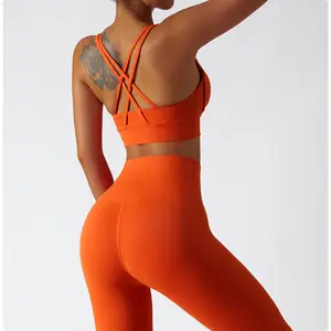 2022 Trendy Gym Yoga Outfits Vrouwen Naakt Voelen Zweettransporterend Boterachtige Zachte Atletische Active Wear Gym Fitness Set